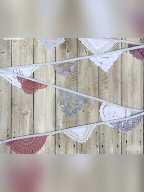 Vintage Crochet Bunting Garland - Aubergine, Gray